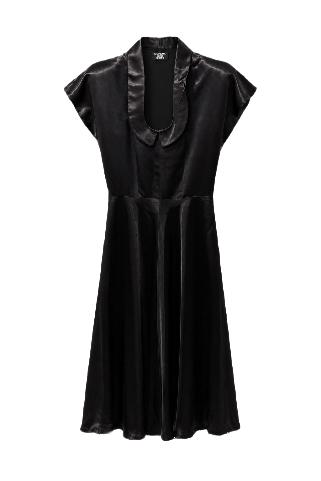 1930s Black Synthetic Blend Dress - Front View