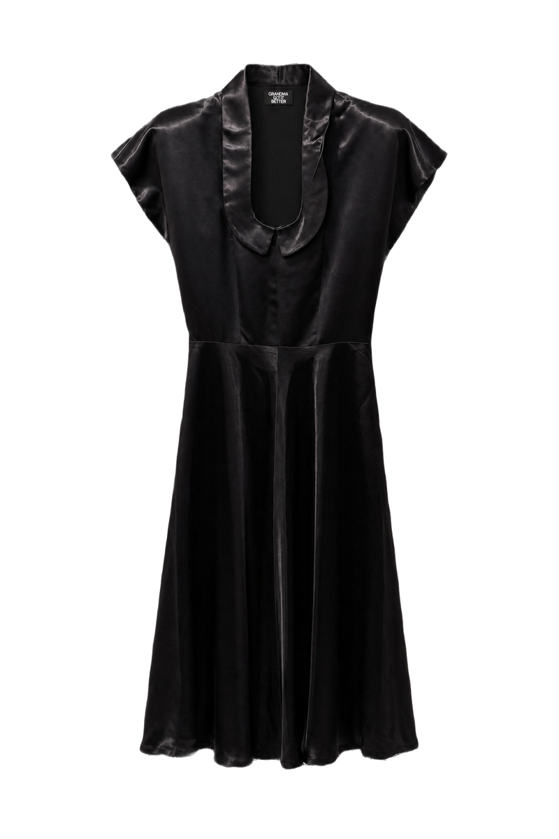 1930s Black Synthetic Blend Dress - Front View
