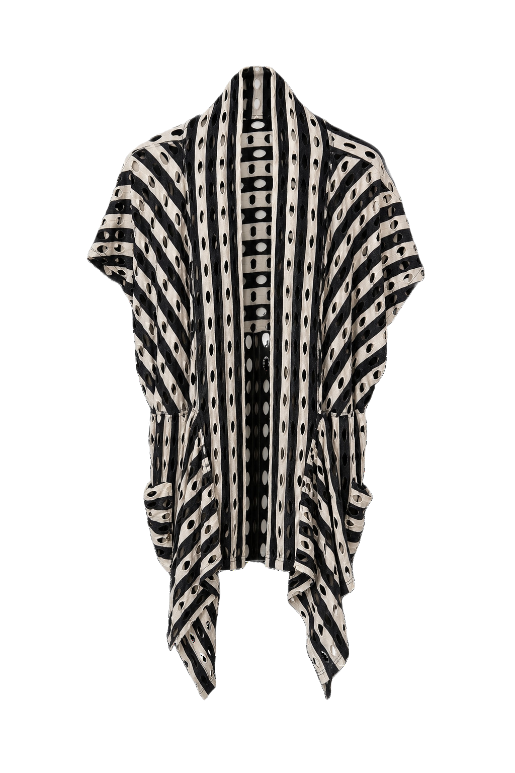 1990s Black and White Cotton Blend Cardigan - Front View