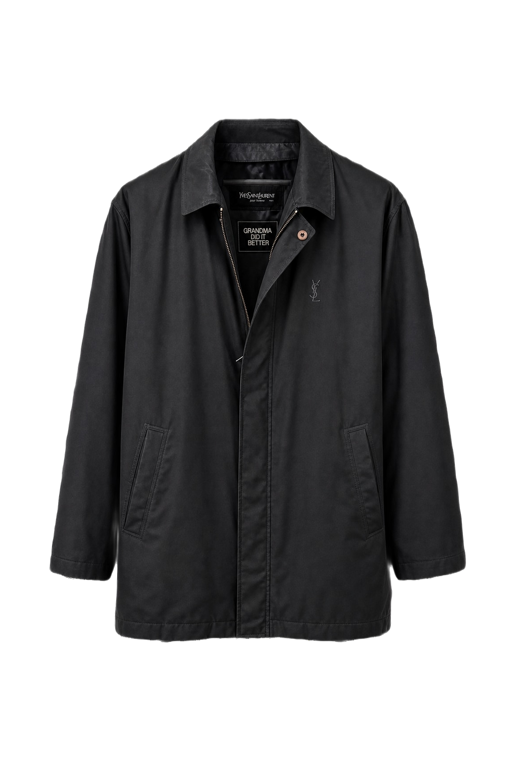 1980s Black Cotton Blend Jacket - Front View