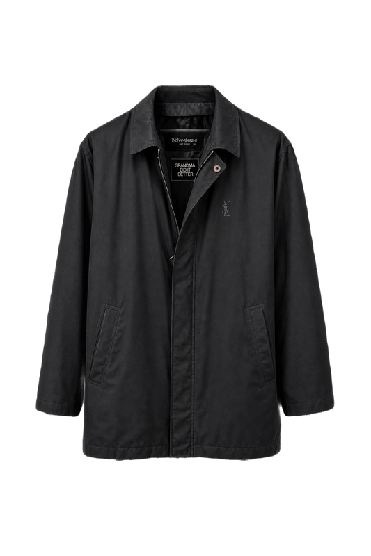 1980s Black Cotton Blend Jacket - Front View