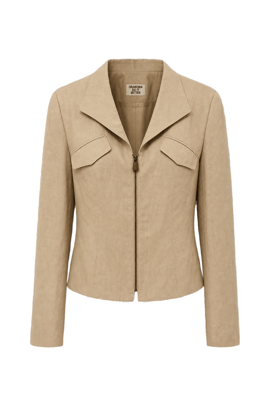 1990s Khaki Cotton Jacket - Front View