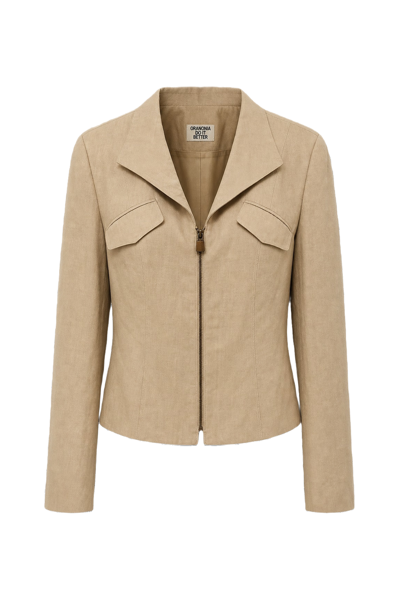 1990s Khaki Cotton Jacket - Front View