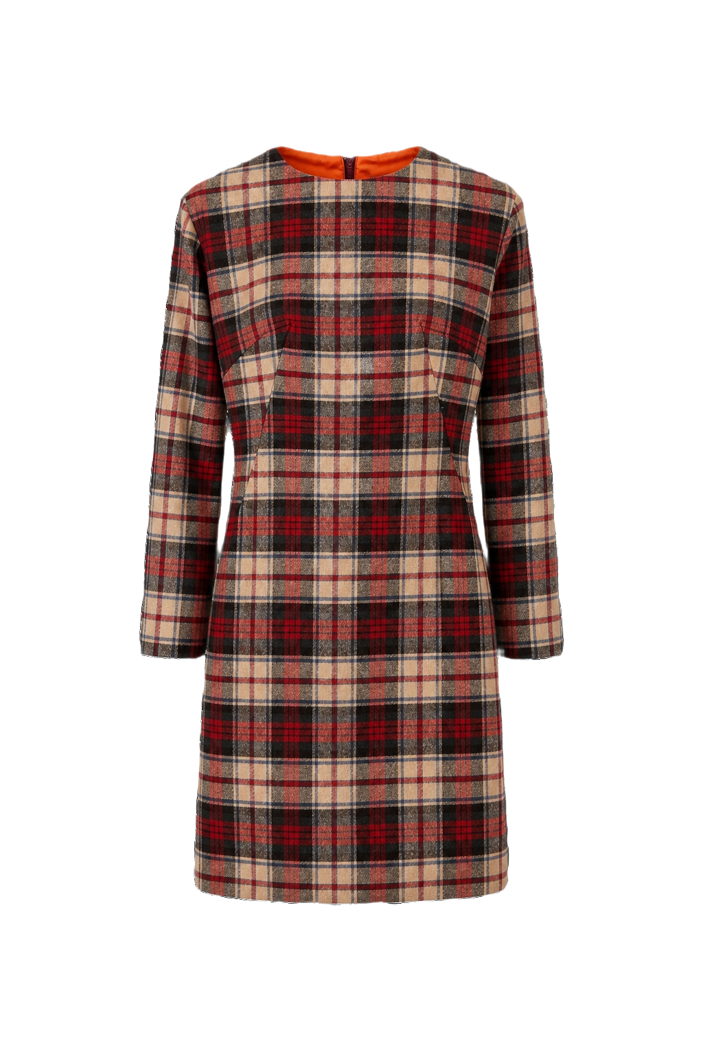 1970s Red Wool Blend Shift Dress - Front View