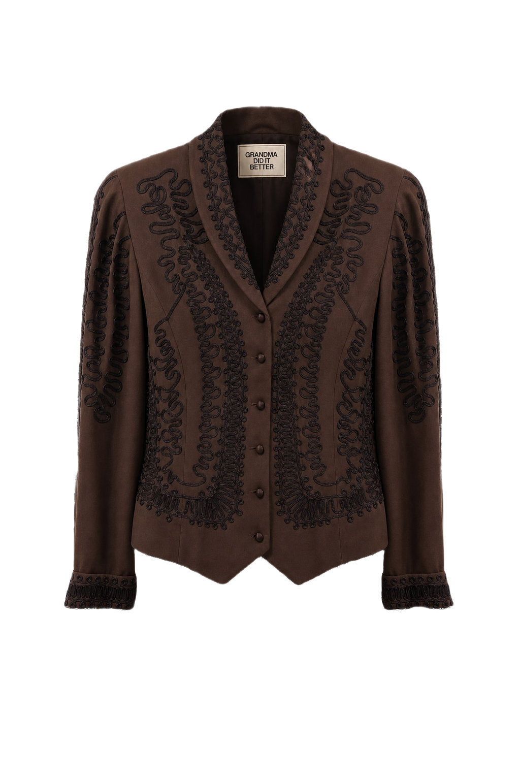 1990s Dark Brown Synthetic Blend Jacket - Front View