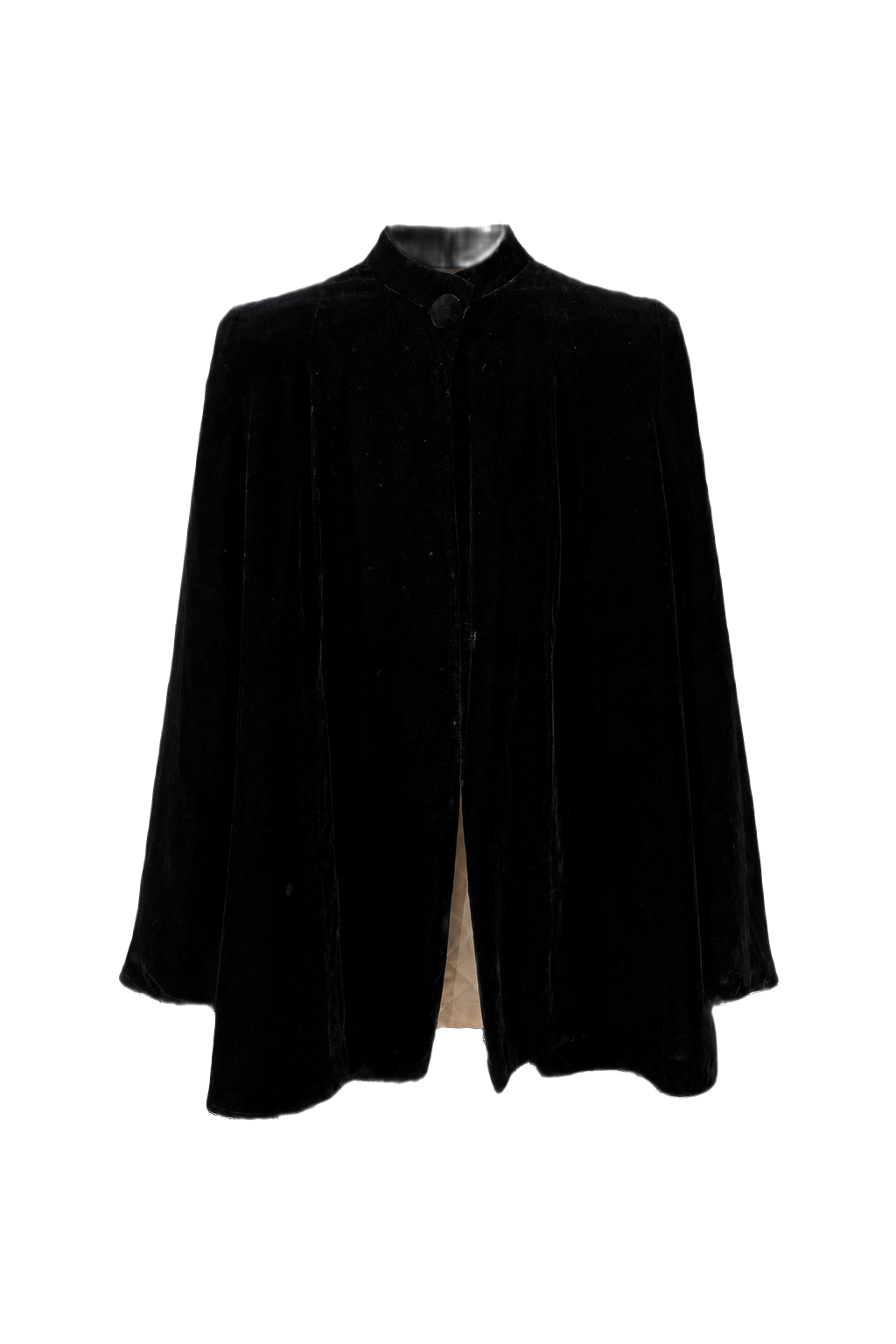 1950s Black Velvet Cape - Front View
