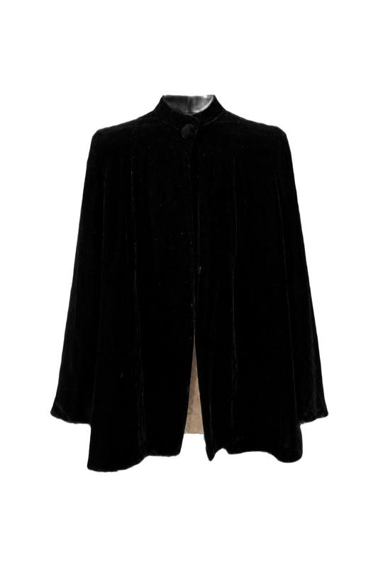 1950s Black Velvet Cape - Front View