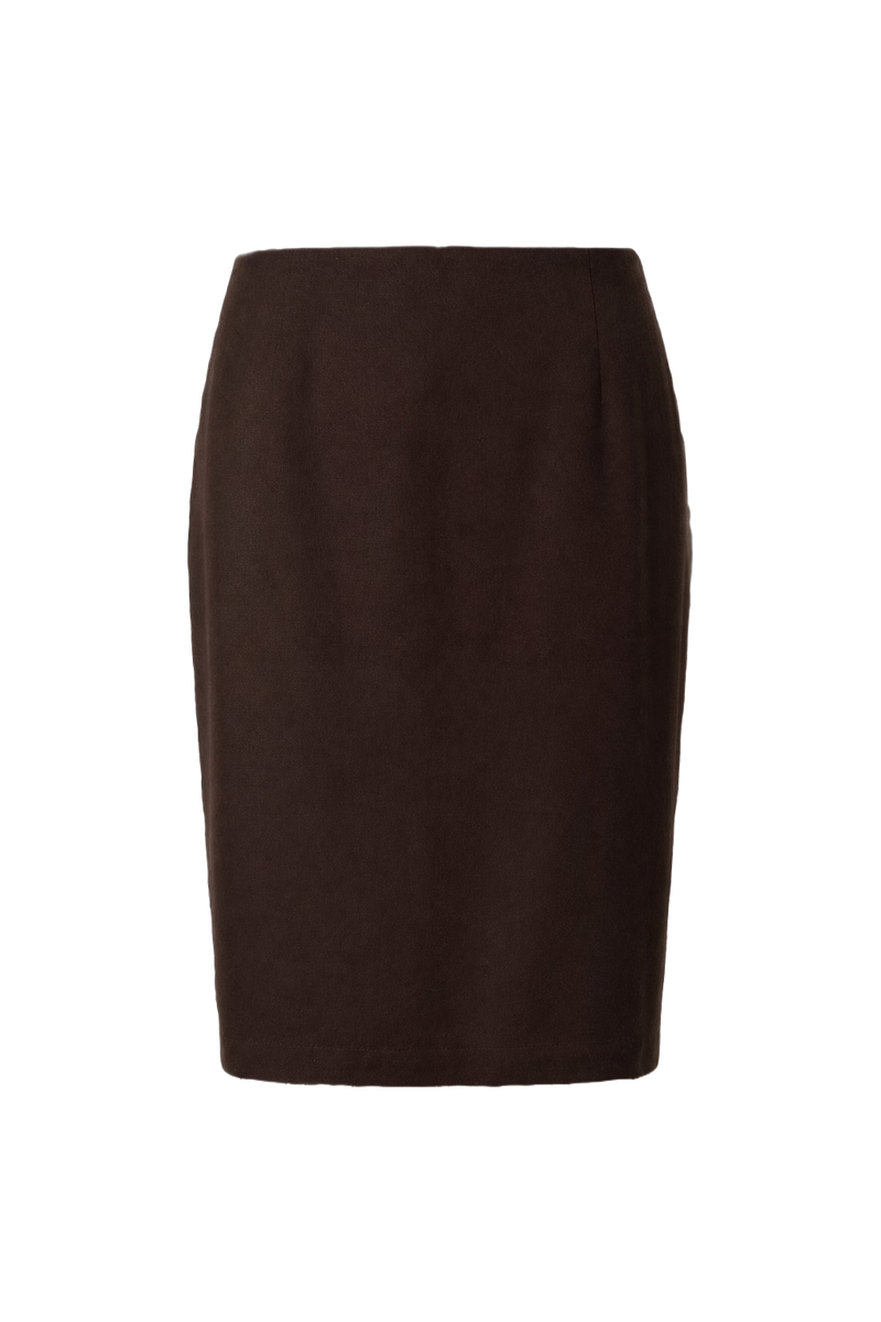 1990s Brown Synthetic Blend Skirt - Front View