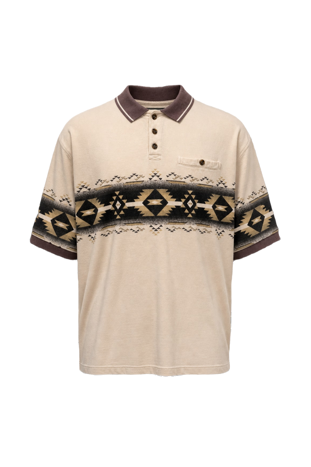 1990s Beige Cotton Blend Polo - Front View
