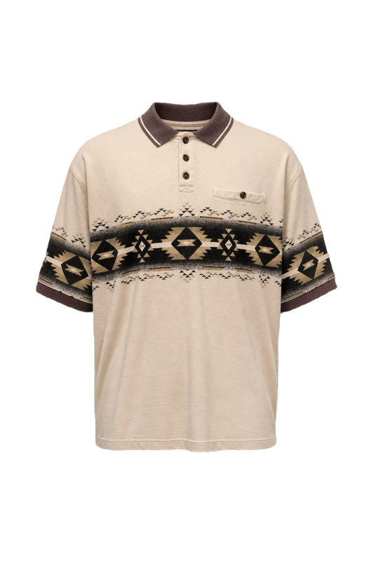 1990s Beige Cotton Blend Polo - Front View