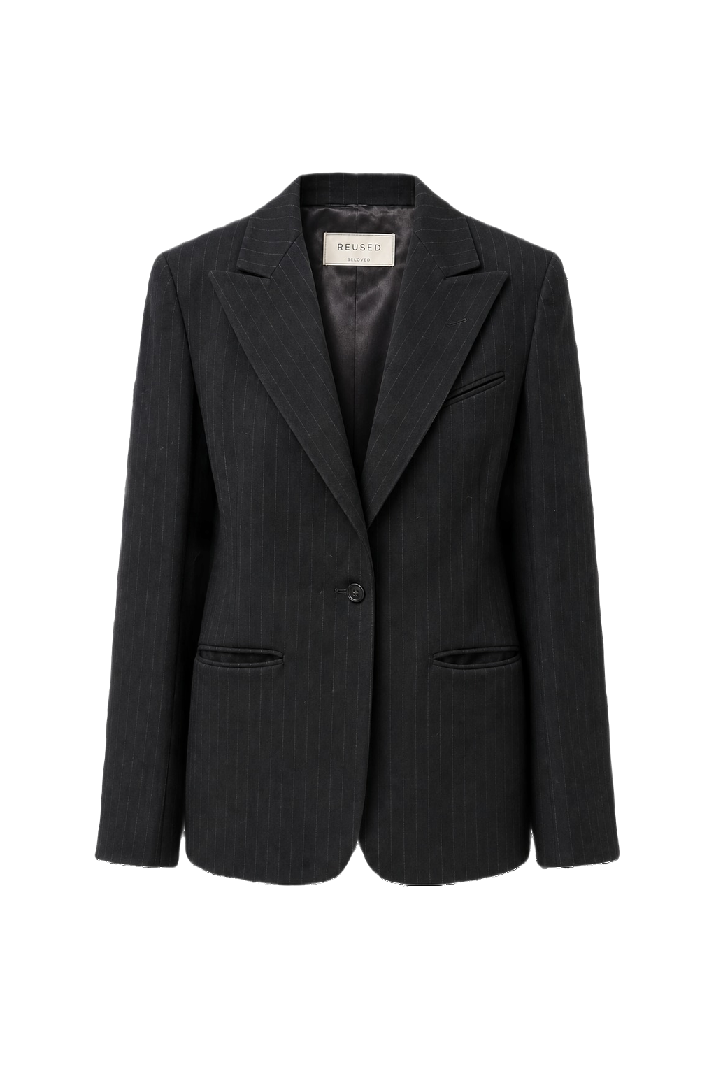 1980s Black Wool Blend Blazer - Front View