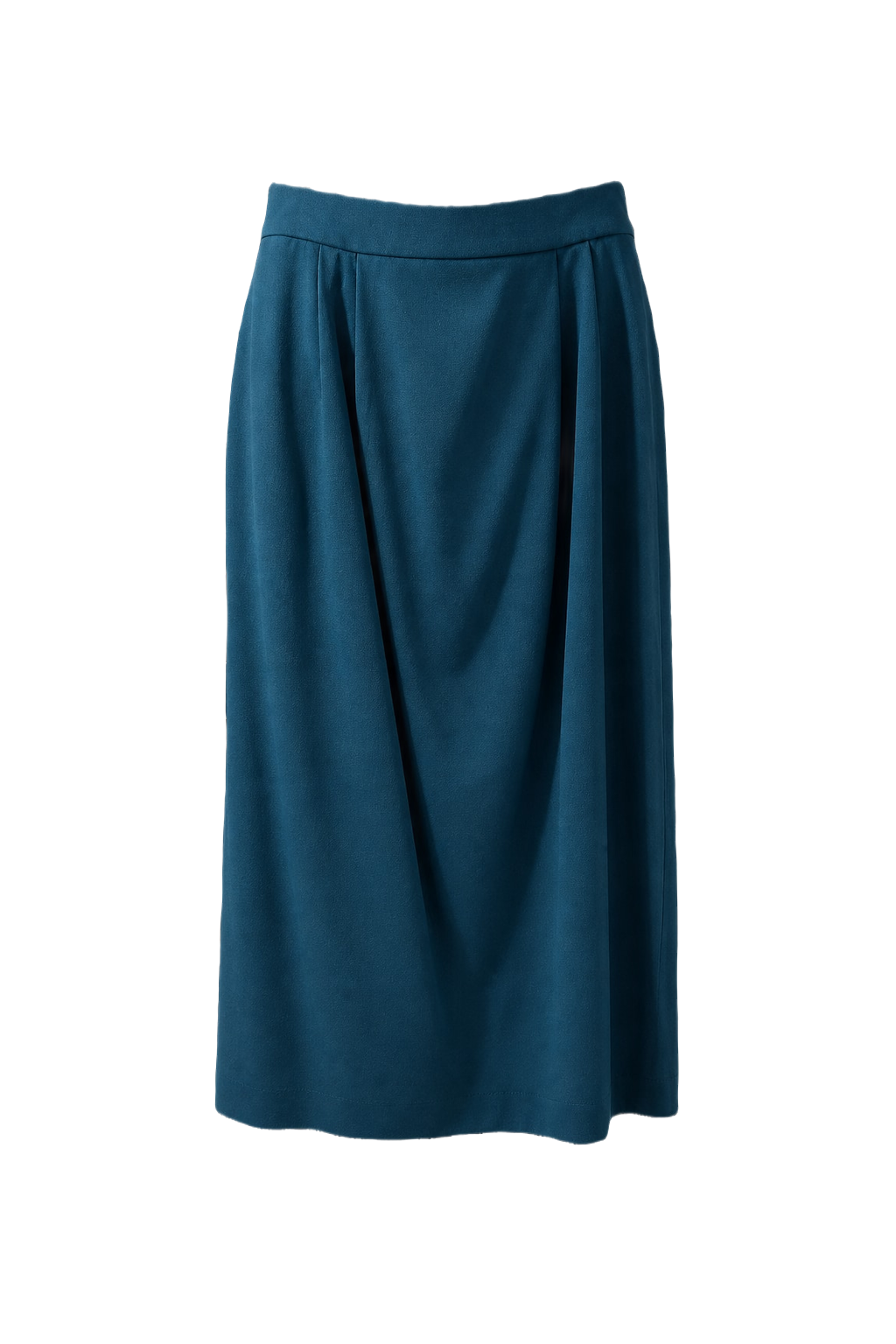1980s Teal Wool Blend Skirt - Front View