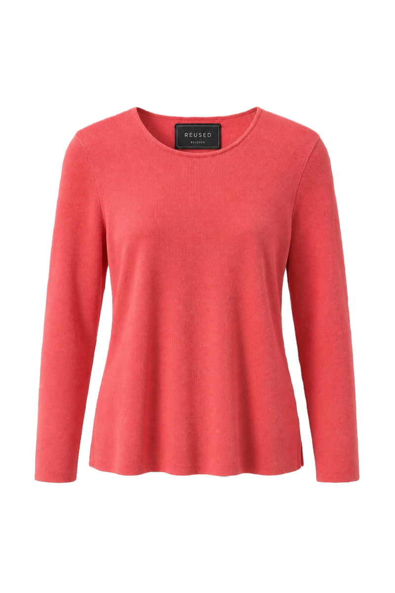1990s Coral Pink Wool Blend Sweater - Front View