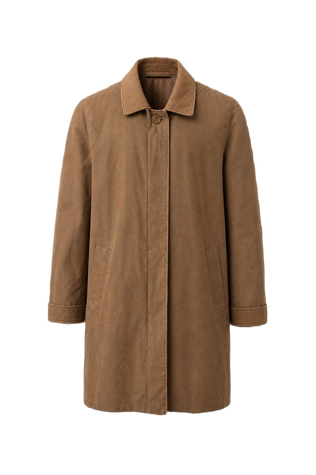 1980s Tan Cotton Blend Trench Coat - Front View