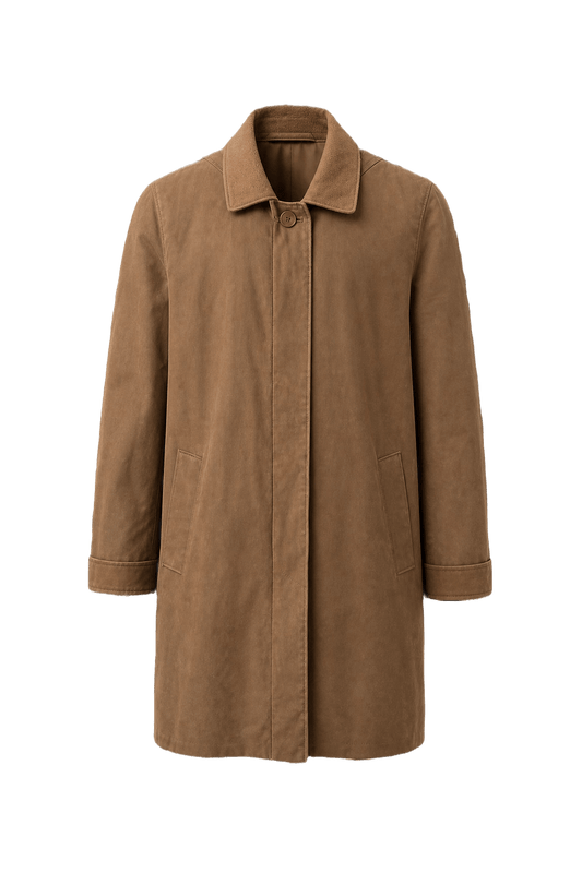 1980s Tan Cotton Blend Trench Coat - Front View