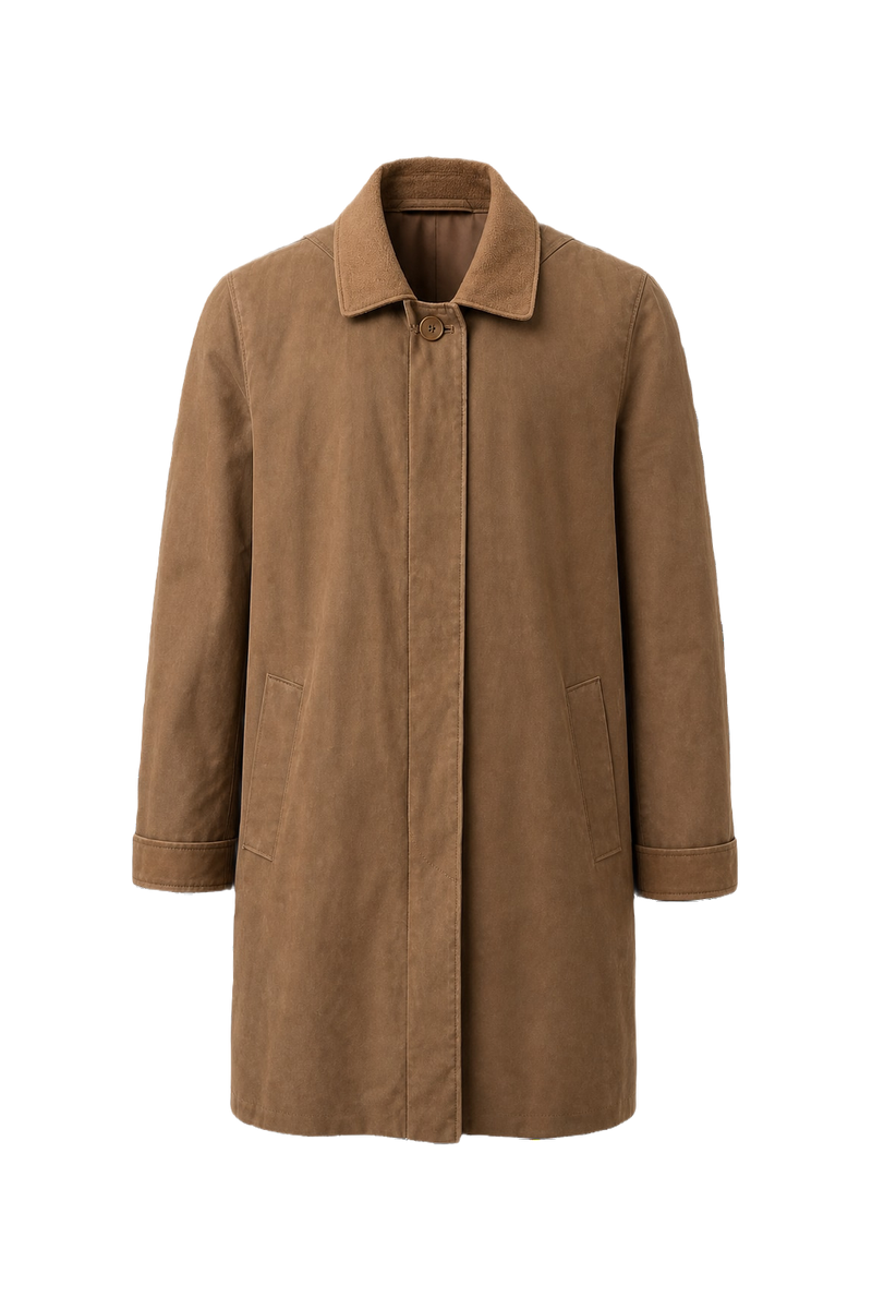 1980s Tan Cotton Blend Trench Coat - Front View