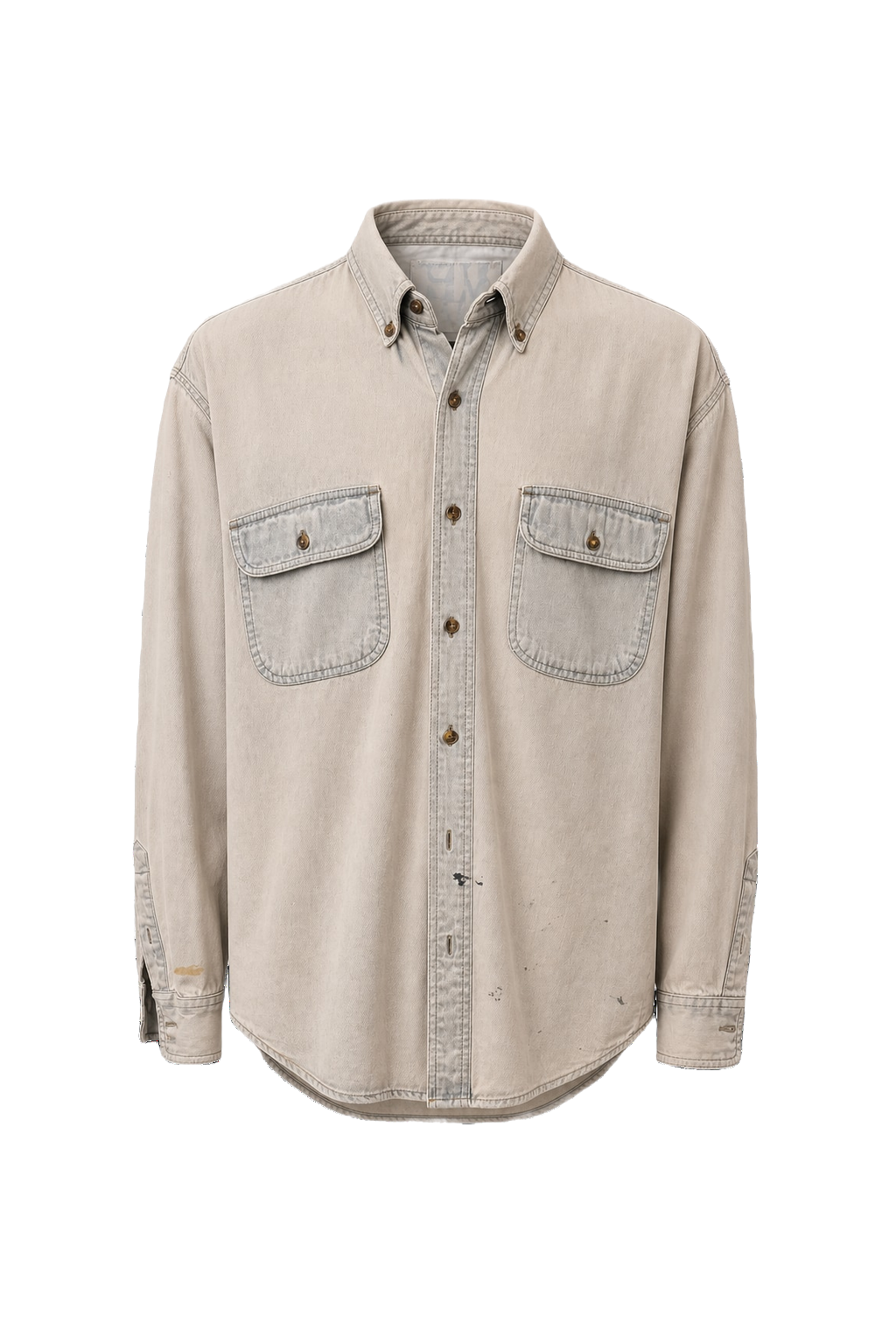 1990s Beige Cotton Shirt - Front View