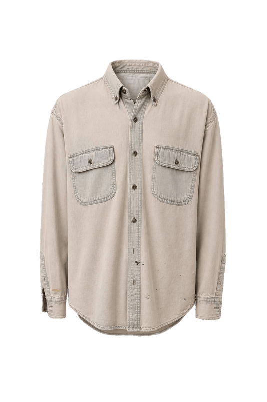 1990s Beige Cotton Shirt - Front View