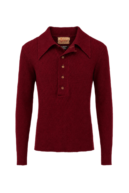 1970s Deep Burgundy Cotton Blend Sweater - Front View