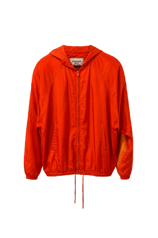 1980s Bright Orange Synthetic Windbreaker - Front View