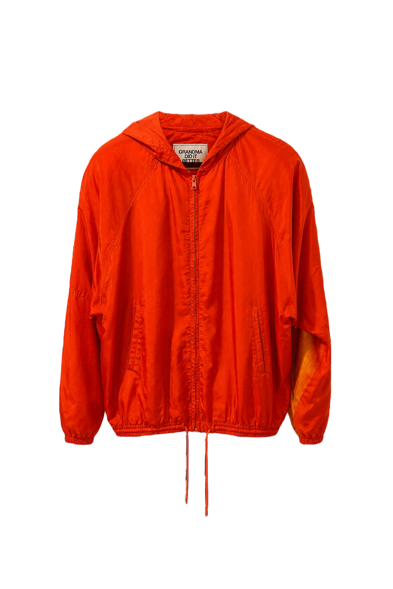 1980s Bright Orange Synthetic Windbreaker - Front View