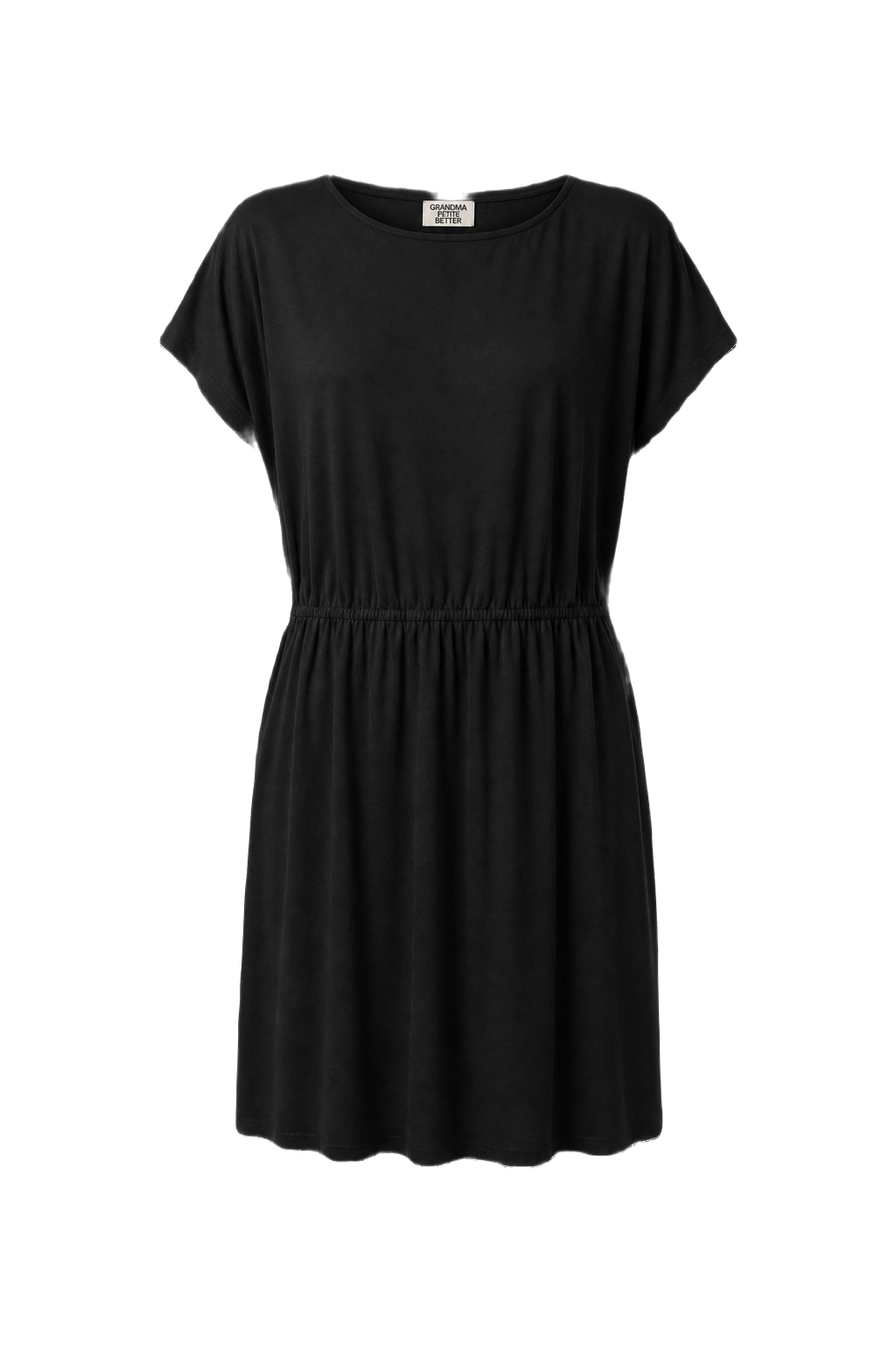 1980s Black Cotton Blend Dress - Front View