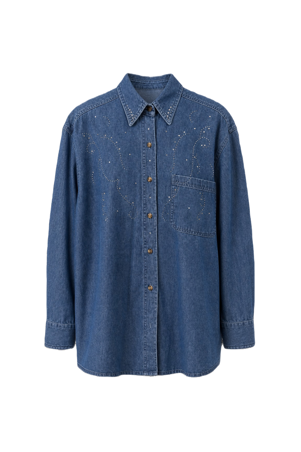 1980s Blue Denim Shirt - Front View