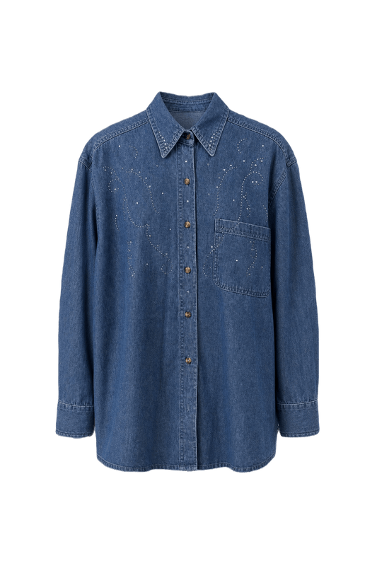 1980s Blue Denim Shirt - Front View