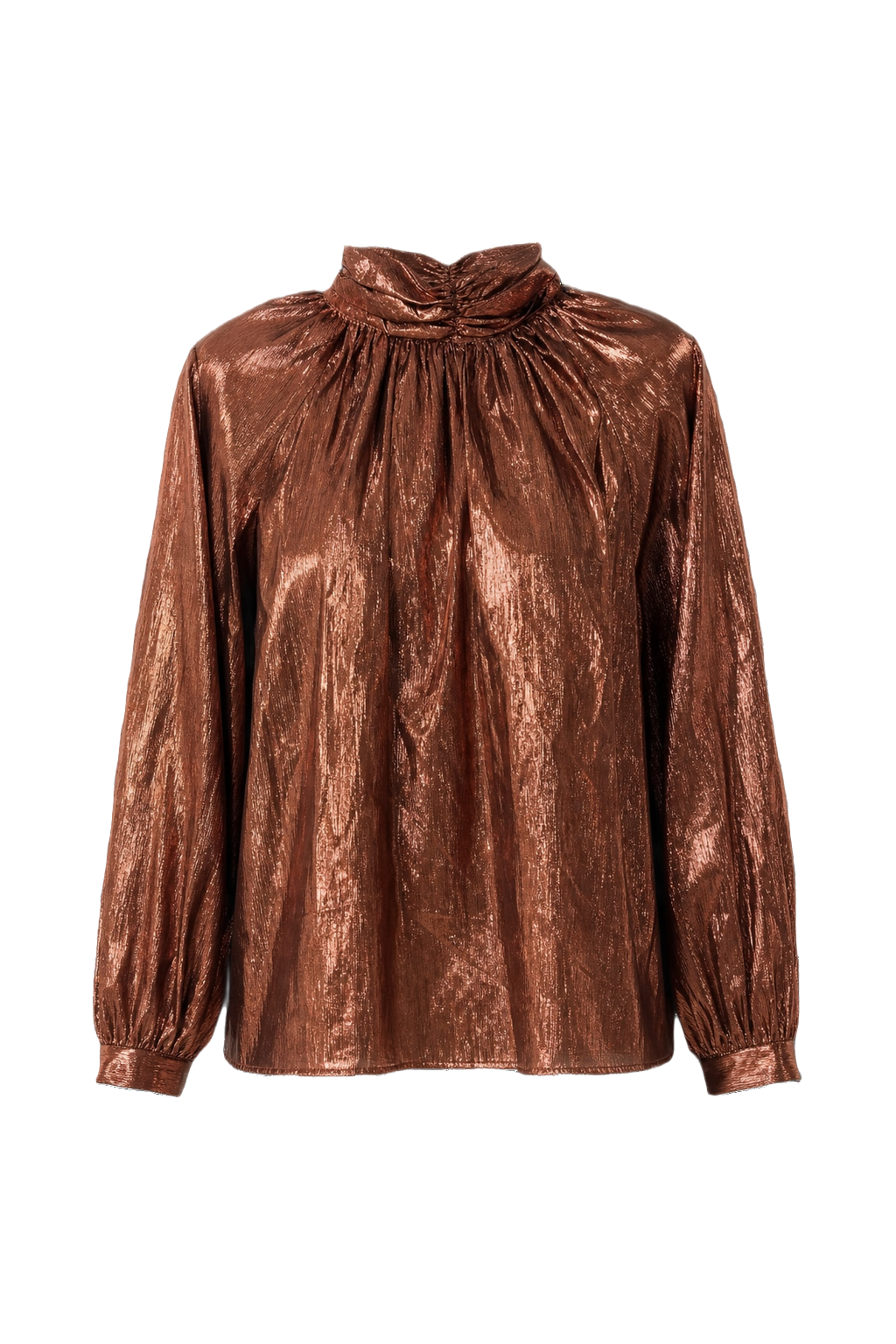 1980s Copper Synthetic Blend Blouse - Front View