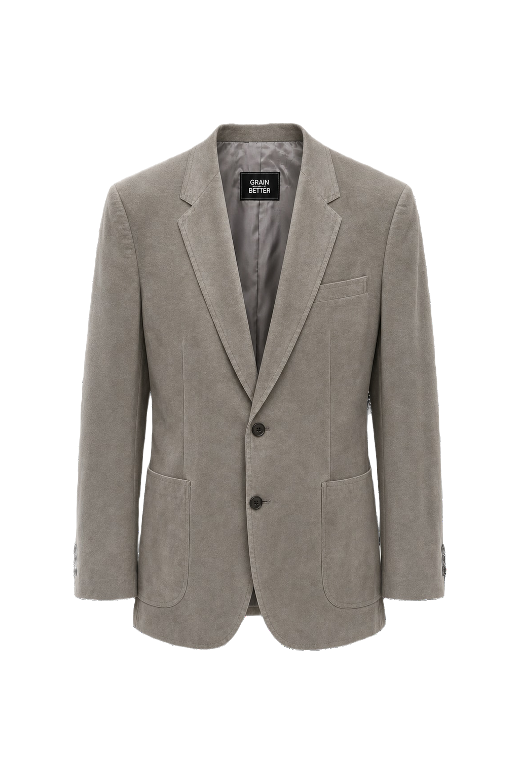 1980s Light Grey Wool Blend Blazer - Front View