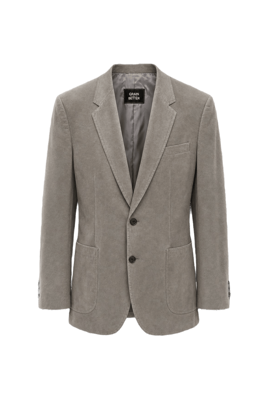 1980s Light Grey Wool Blend Blazer - Front View