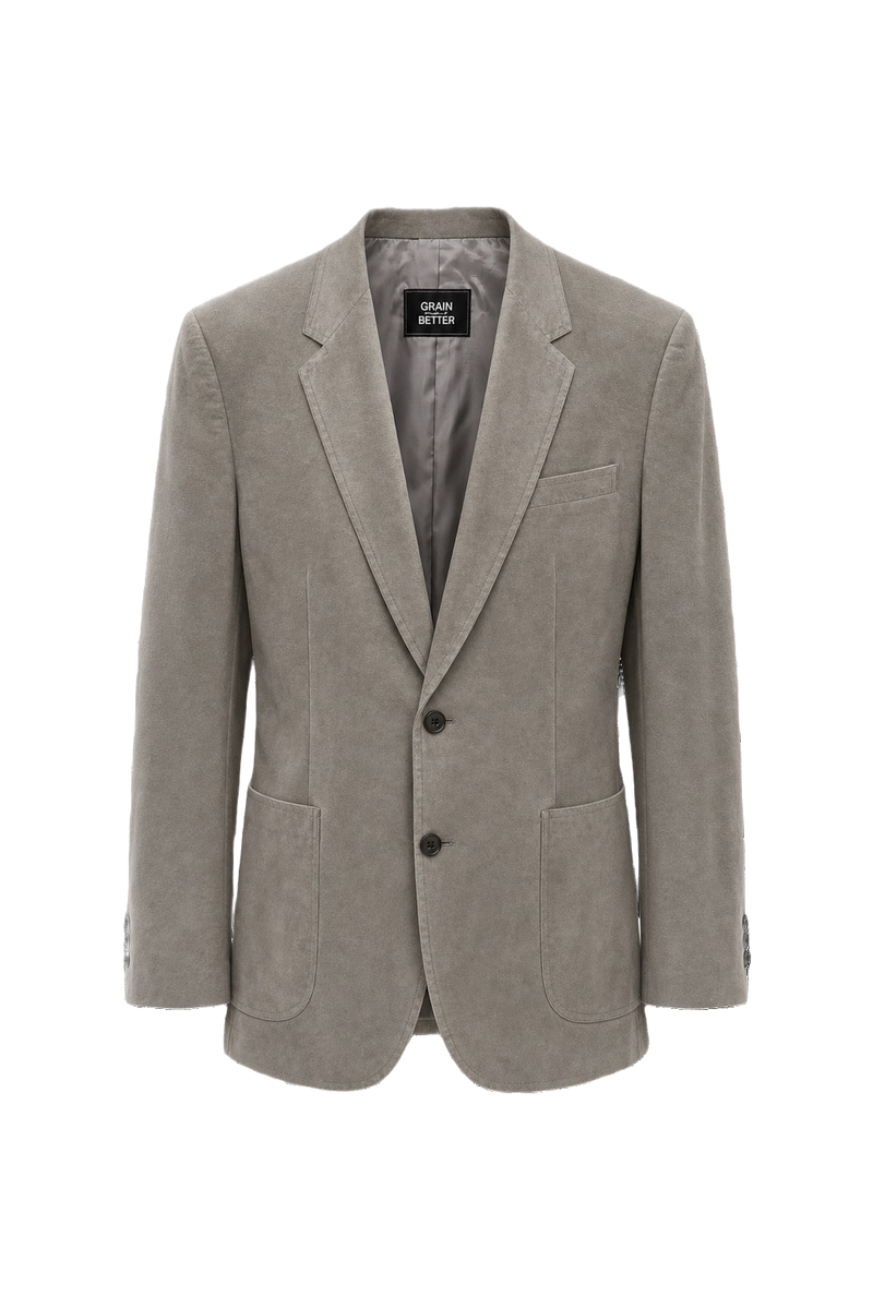 1980s Light Grey Wool Blend Blazer - Front View