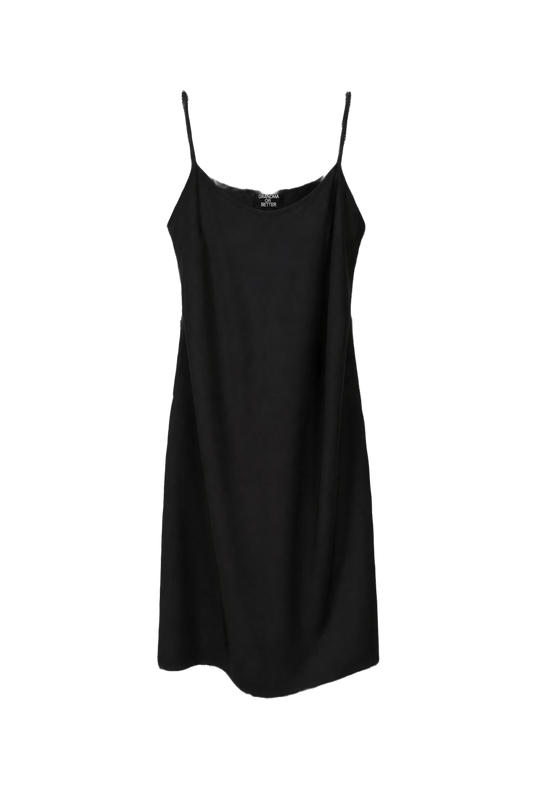 1990s Black Synthetic Blend Slip Dress - Front View