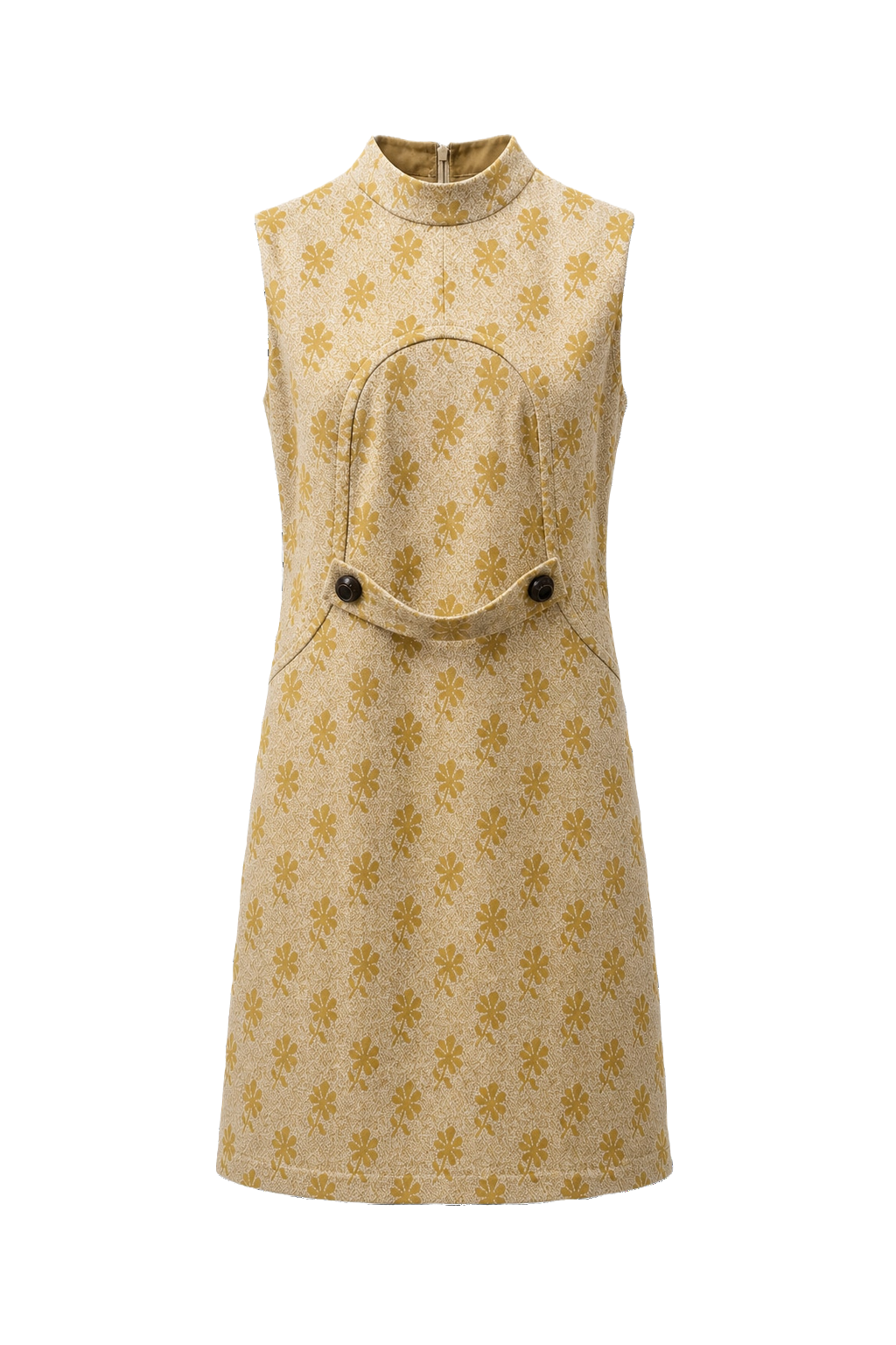 1960s Yellow Synthetic Blend Shift Dress - Front View