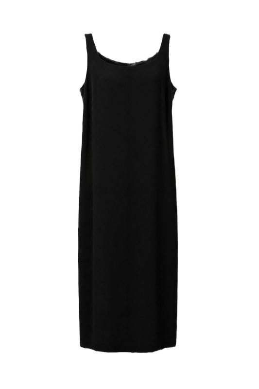 1990s Black Unknown Synthetic Blend Midi Dress - Front View