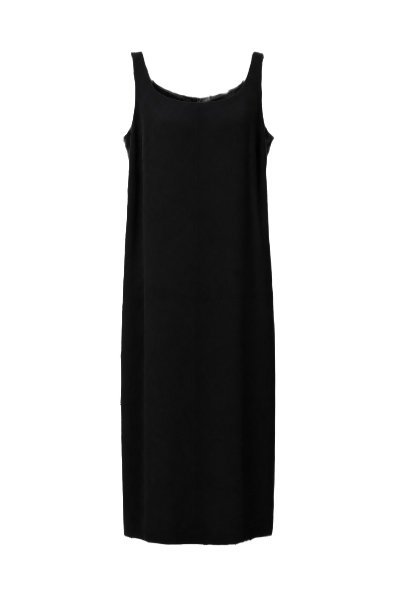 1990s Black Unknown Synthetic Blend Midi Dress - Front View