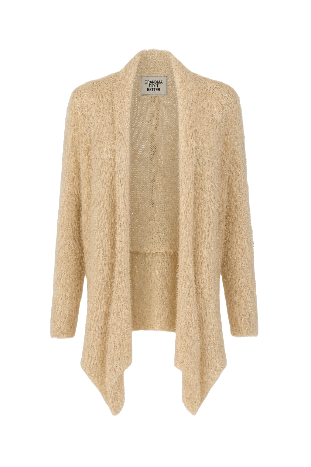 1990s Cream Synthetic Blend Cardigan - Front View