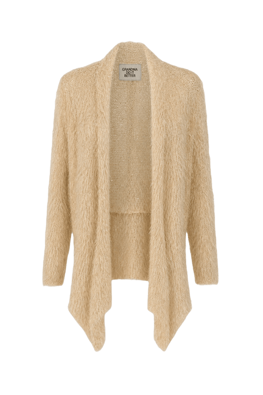 1990s Cream Synthetic Blend Cardigan - Front View