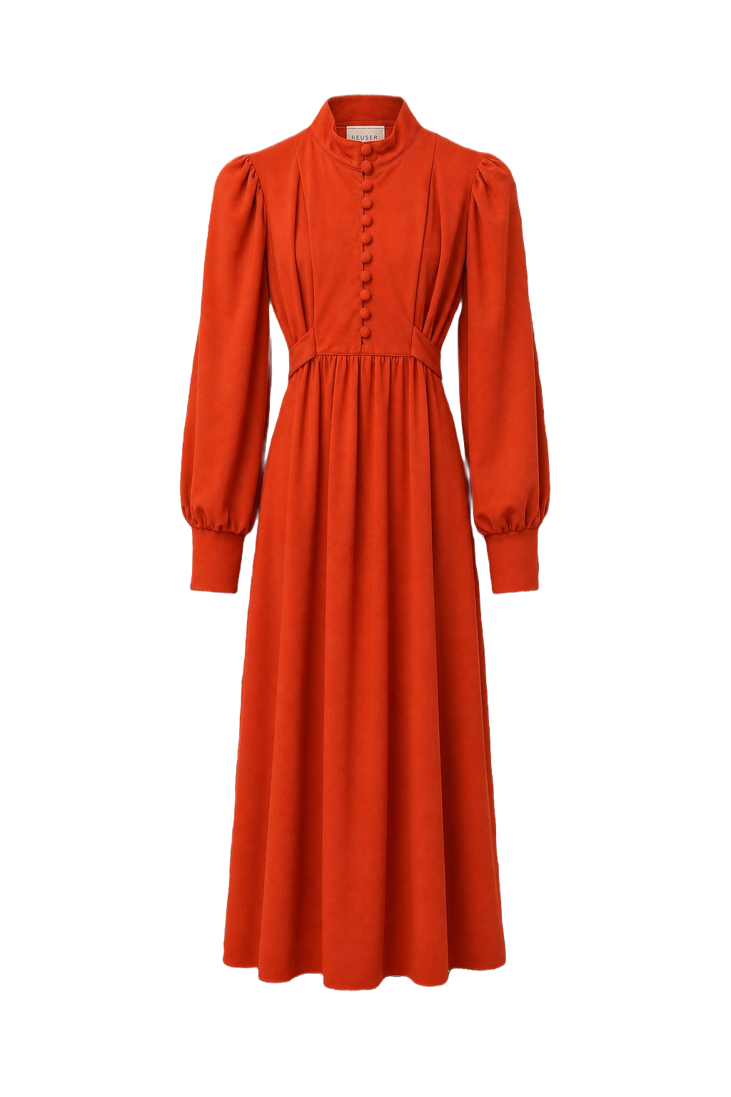 1970s Red-Orange Synthetic Blend Maxi Dress - Front View