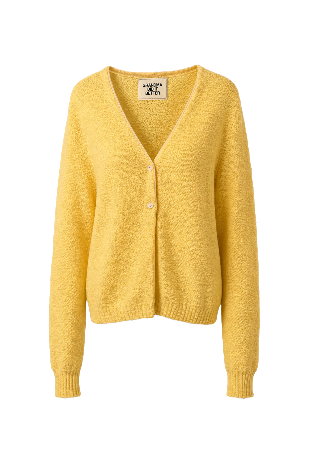 1960s Pastel Yellow Wool Blend Cardigan - Front View