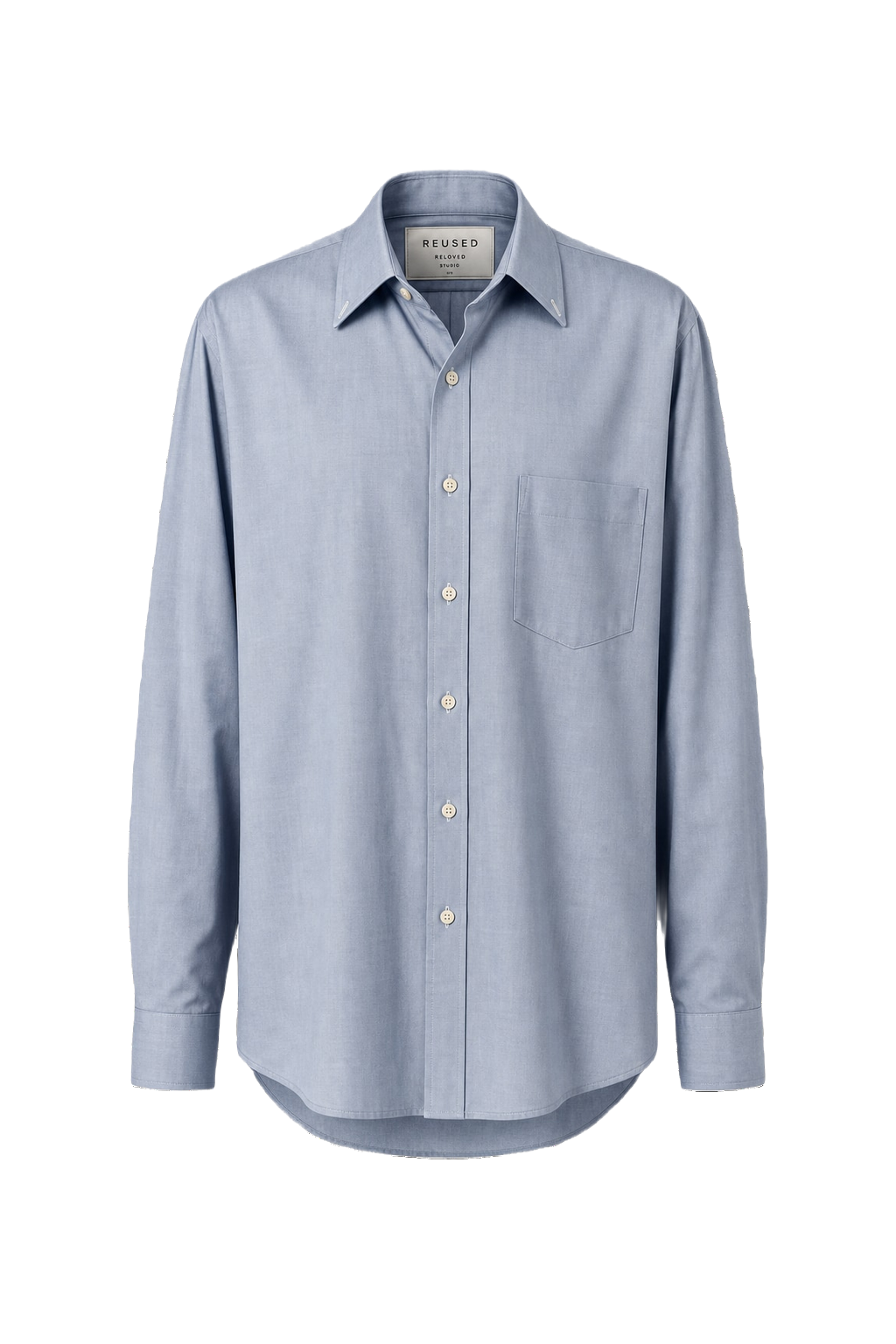 1970s Light Blue Cotton Button-Down Shirt - Front View
