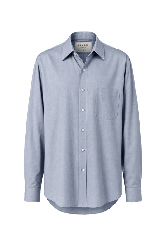 1970s Light Blue Cotton Button-Down Shirt - Front View