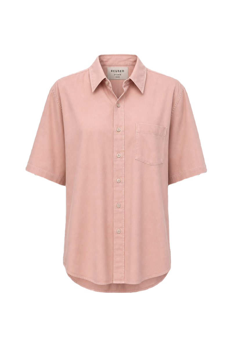 1980s Light Pink Synthetic Blend Shirt - Front View