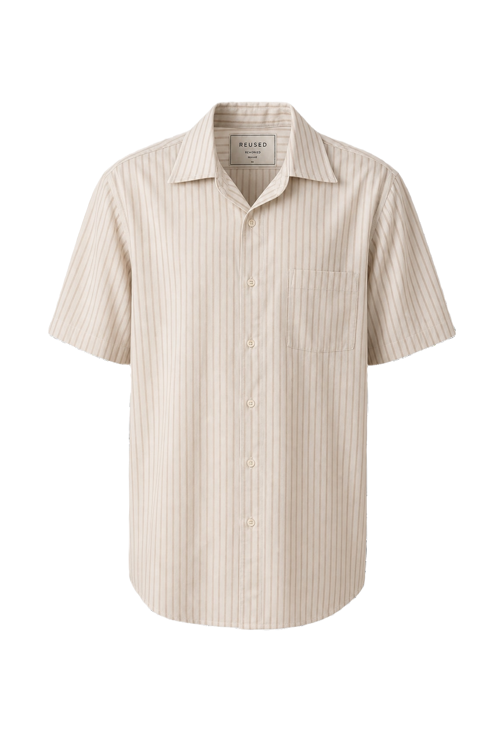 1970s Beige Cotton Blend Shirt - Front View