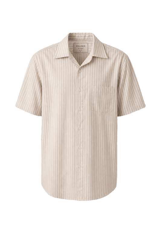 1970s Beige Cotton Blend Shirt - Front View