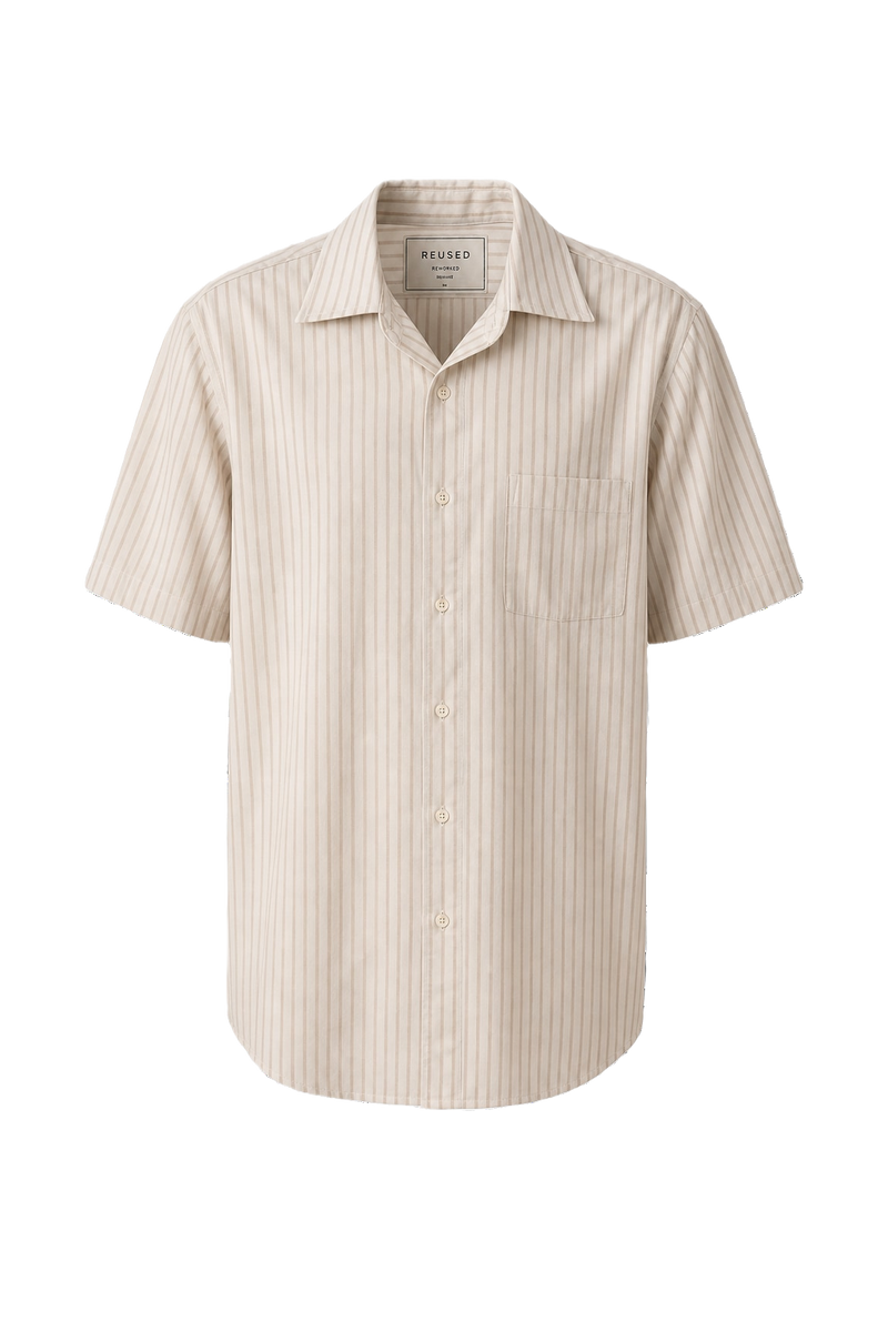 1970s Beige Cotton Blend Shirt - Front View
