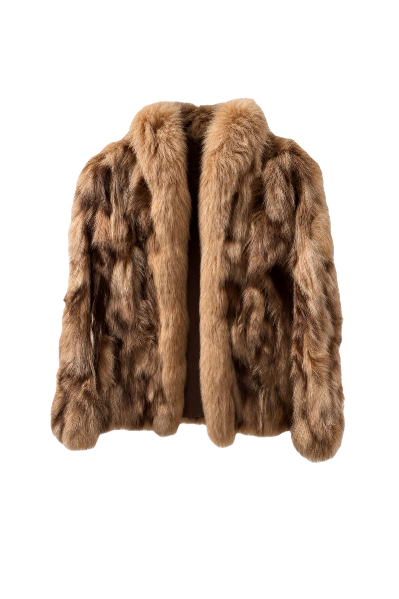 1980s Light Brown Fur Coat - Front View