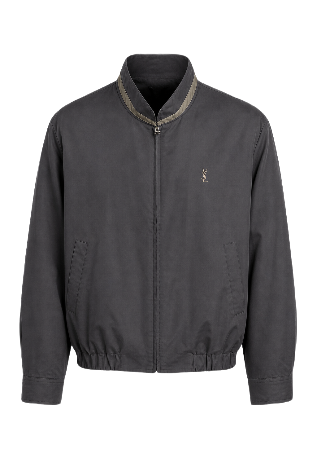 1980s Grey Synthetic Blend Jacket - Front View