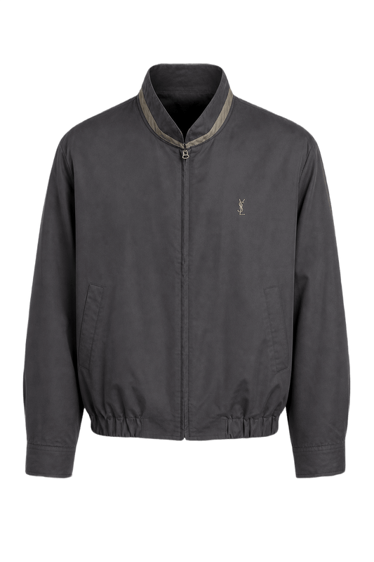 1980s Grey Synthetic Blend Jacket - Front View