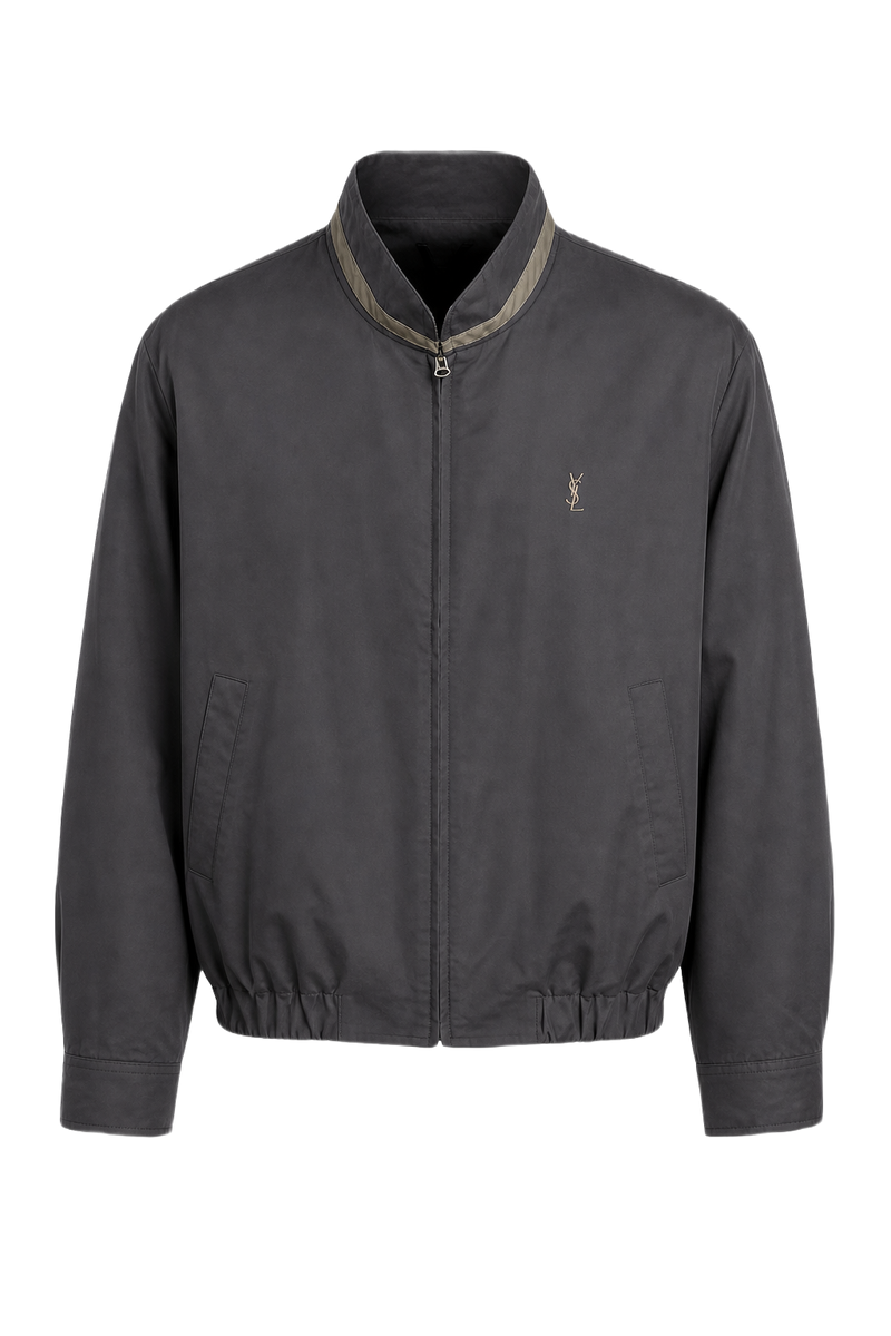 1980s Grey Synthetic Blend Jacket - Front View